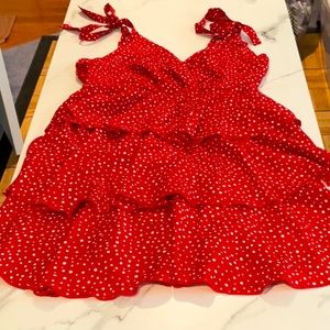 Red polka dot mini dress size small.